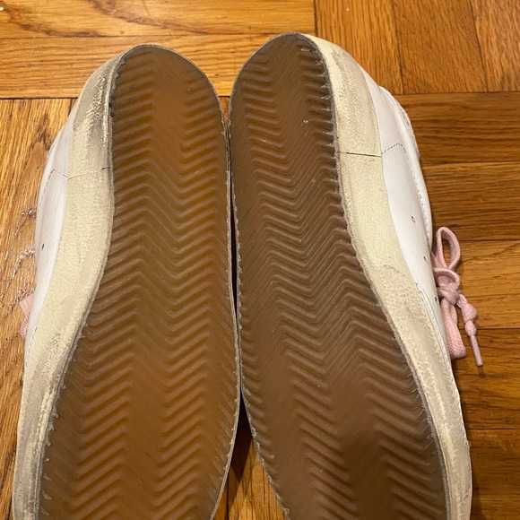 Authentic Goose White Sneakers with Pink Laces and Glitter Star - Picture 4 of 10